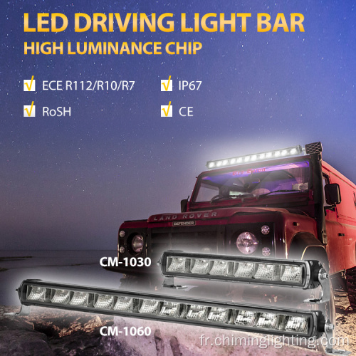 Barres lumineuses à LED de voiture à une seule rangée de 11 pouces 30W SUV LED DRADING WORK Bar pour la route hors route